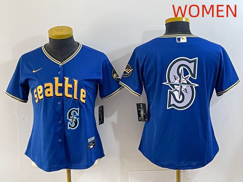 Women 2025 Seattle Mariners Blank Blue City Edition Nike MLB Jersey style 10